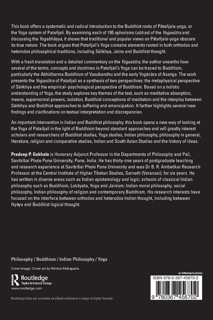 Rückseite: 9780367456702 | The Yogas¿tra of Patañjali | Pradeep P. Gokhale | Taschenbuch | 2020