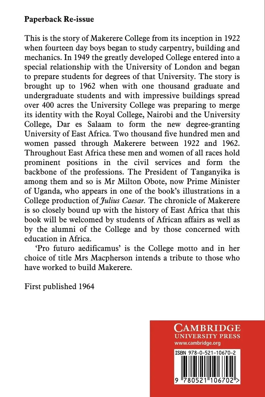 Rückseite: 9780521106702 | They Built for the Future | Margaret Macpherson | Taschenbuch | 2009