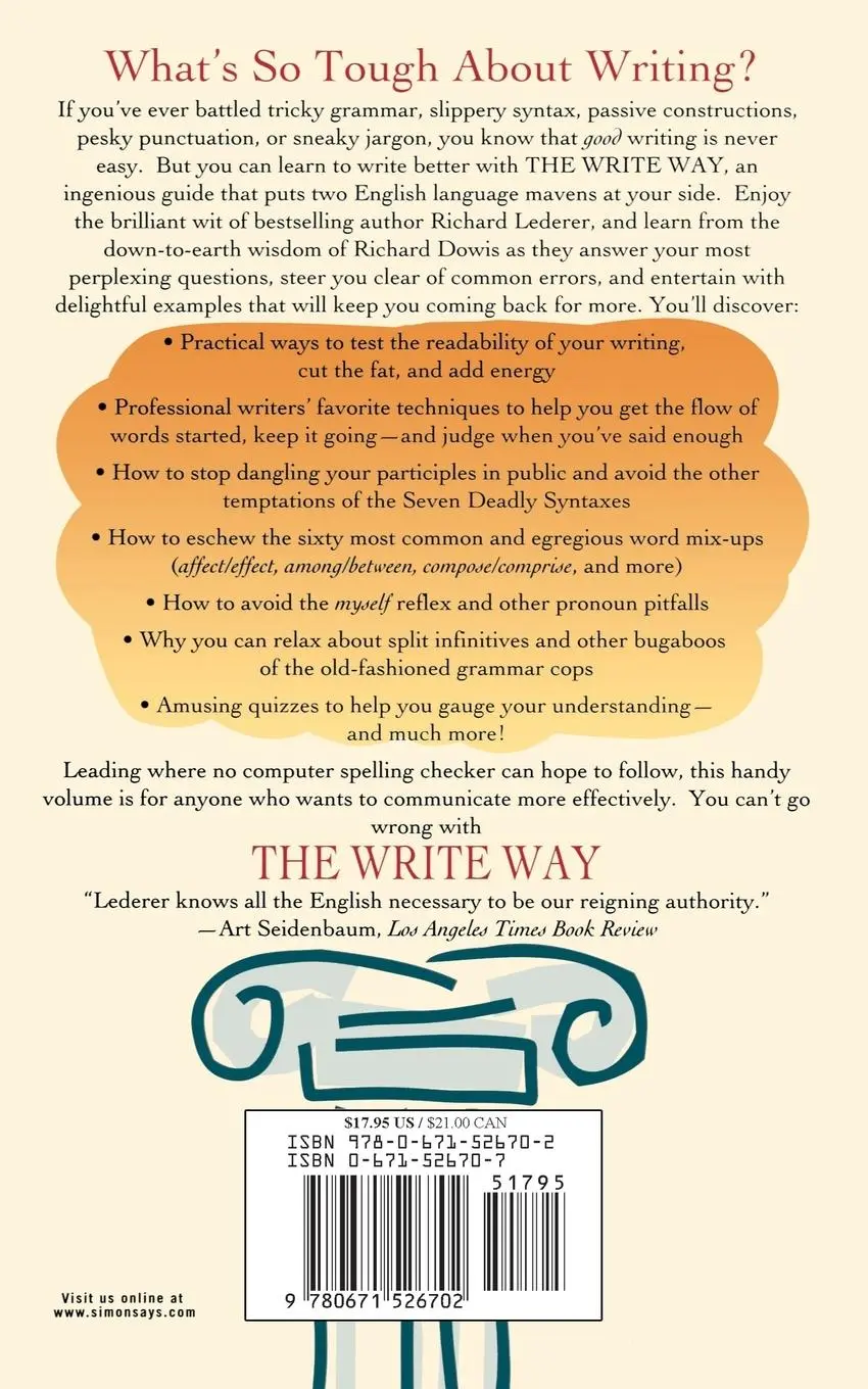 Rückseite: 9780671526702 | The Write Way | The Spell Guide to Good Grammar and Usage | Lederer