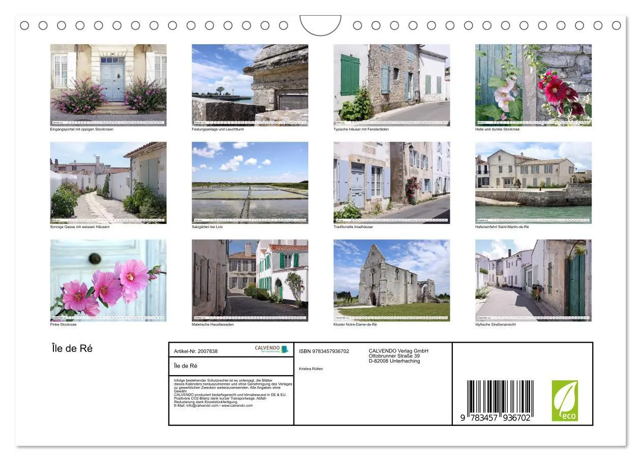 Bild: 9783457936702 | Île de Ré (Wandkalender 2026 DIN A4 quer), CALVENDO Monatskalender