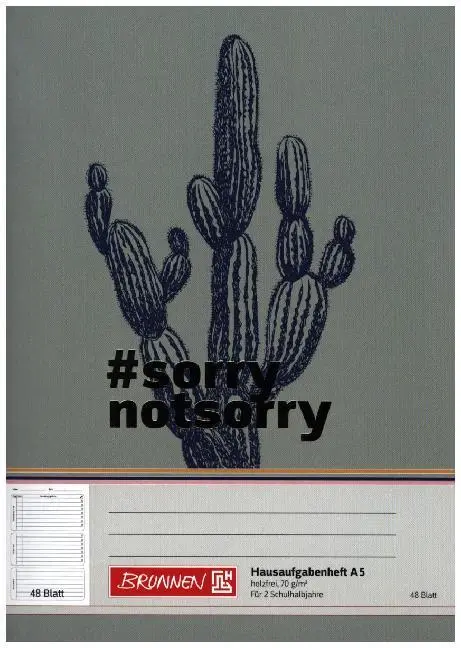 Cover: 4061947016802 | Brunnen Hausaufgabenheft A5 Harmony 48 Blatt | #sorry not sorry | 2020