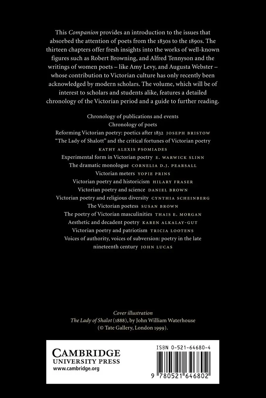 Rückseite: 9780521646802 | The Cambridge Companion to Victorian Poetry | Joseph Bristow | Buch