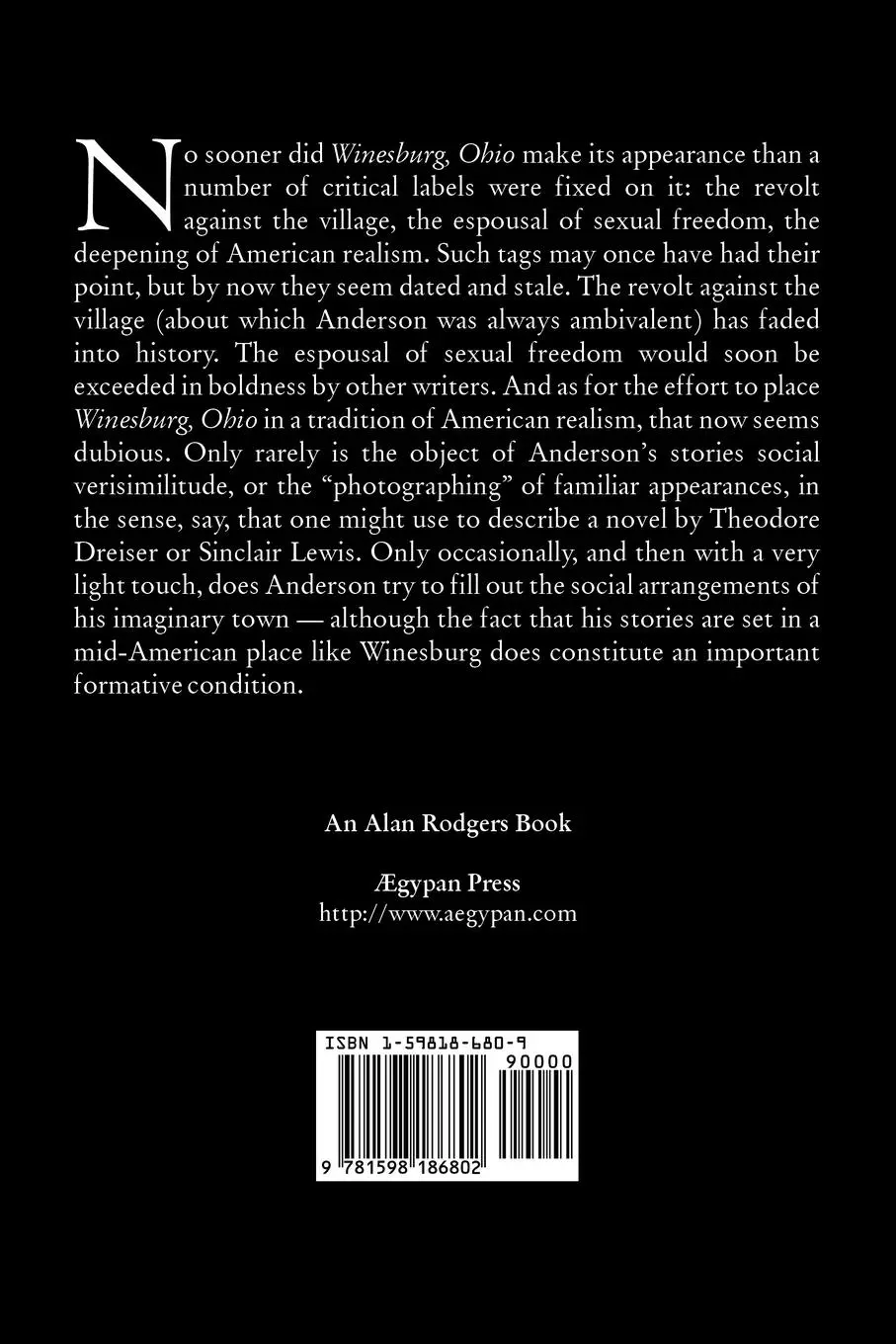 Rückseite: 9781598186802 | Winesburg, Ohio by Sherwood Anderson, Fiction, Classics, Literary