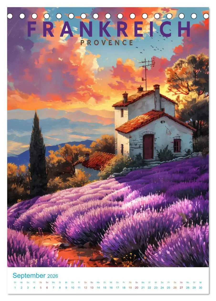 Bild: 9783516256802 | Frankreich - Old School Poster Style (Tischkalender 2026 DIN A5...