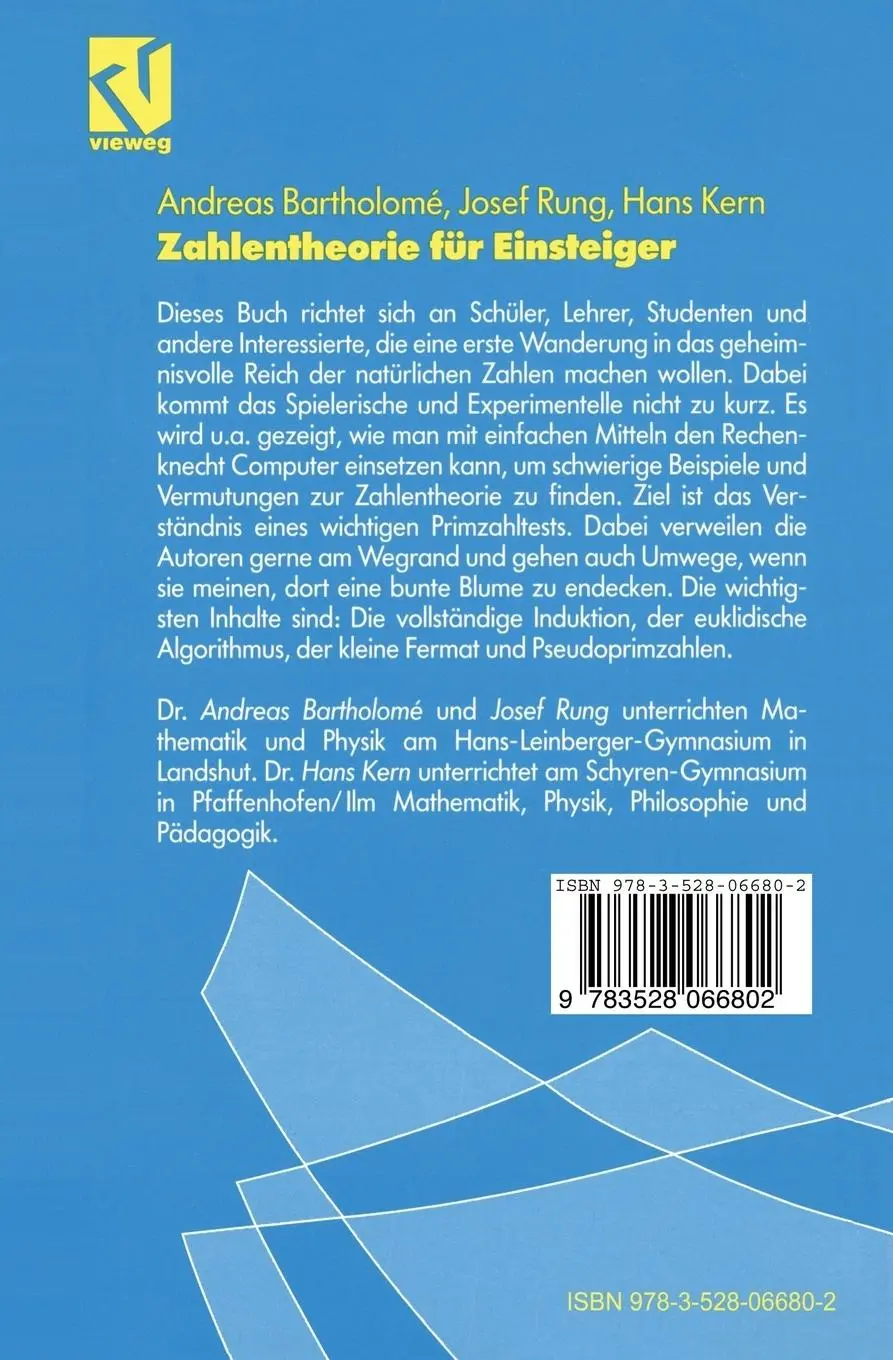Rückseite: 9783528066802 | Zahlentheorie für Einsteiger | Andreas Bartholomé | Taschenbuch | 1995