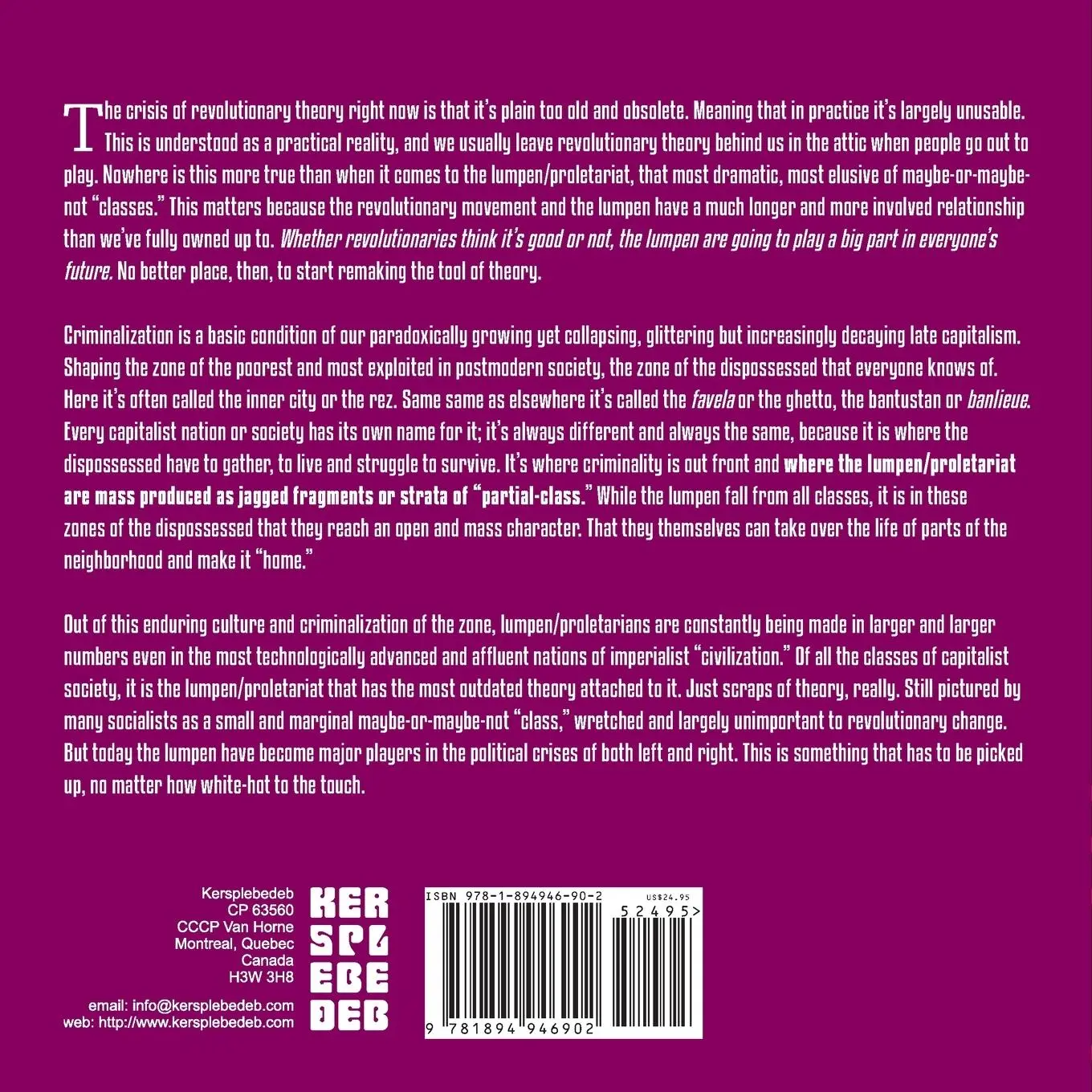 Rückseite: 9781894946902 | The "Dangerous Class" and Revolutionary Theory | J. Sakai | Buch