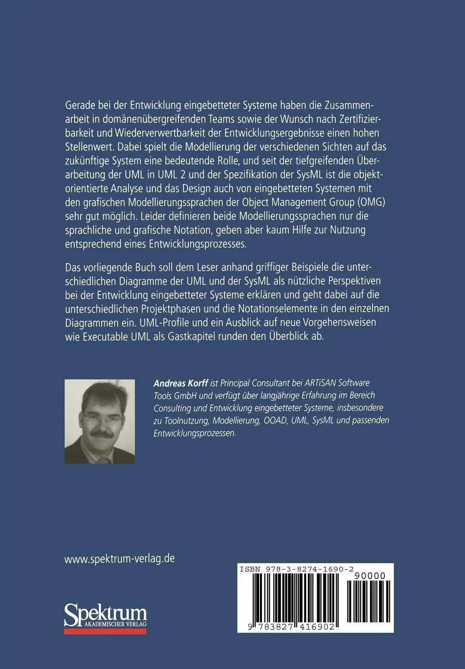 Rückseite: 9783827416902 | Modellierung von eingebetteten Systemen mit UML und SysML | Korff