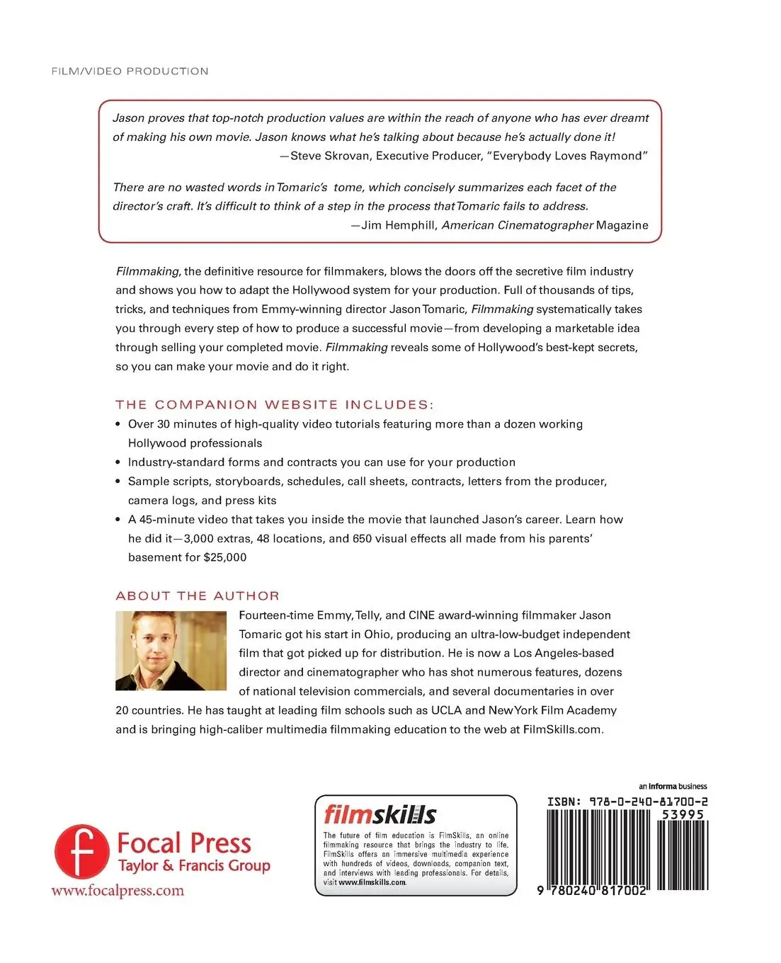 Rückseite: 9780240817002 | Filmmaking | Jason Tomaric | Taschenbuch | Einband - flex.(Paperback)