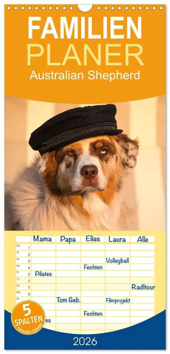 Cover: 9783516517002 | Familienplaner 2026 - Australian Shepherd mit 5 Spalten...