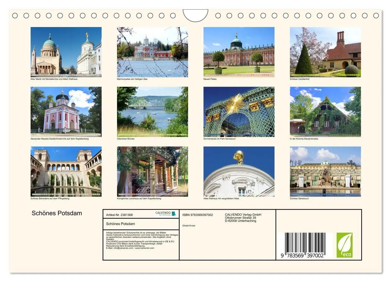 Bild: 9783569397002 | Schönes Potsdam (Wandkalender 2027 DIN A4 quer), CALVENDO...