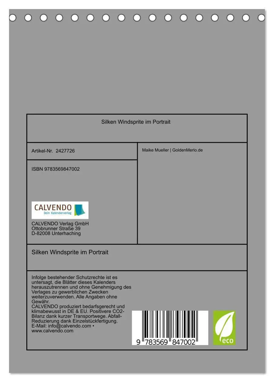 Bild: 9783569847002 | Silken Windsprite im Portrait (Tischkalender 2027 DIN A5 hoch),...
