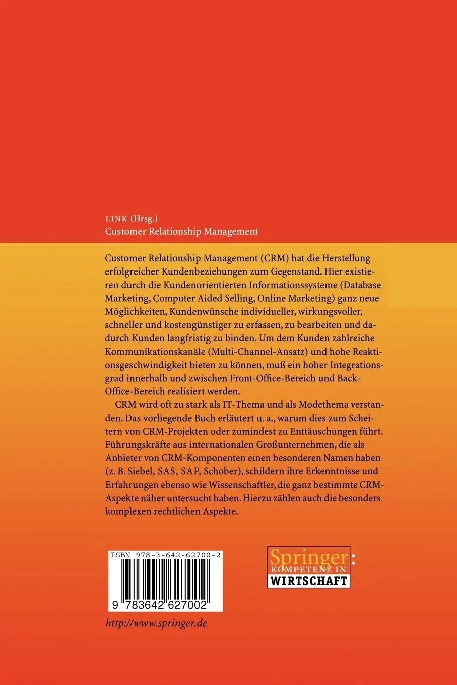 Rückseite: 9783642627002 | Customer Relationship Management | Jörg Link | Taschenbuch | viii