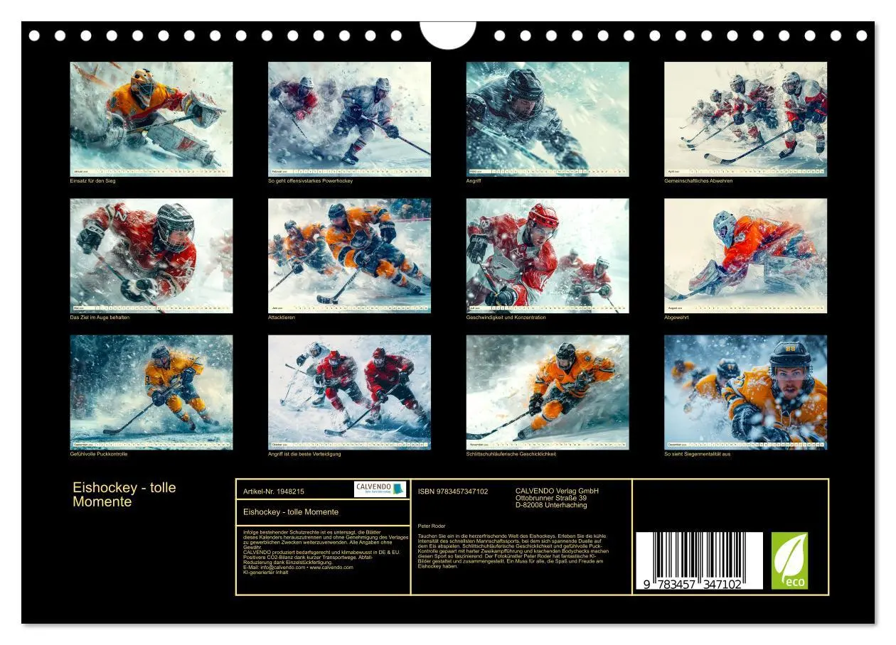 Bild: 9783457347102 | Eishockey - tolle Momente (Wandkalender 2026 DIN A4 quer), CALVENDO...