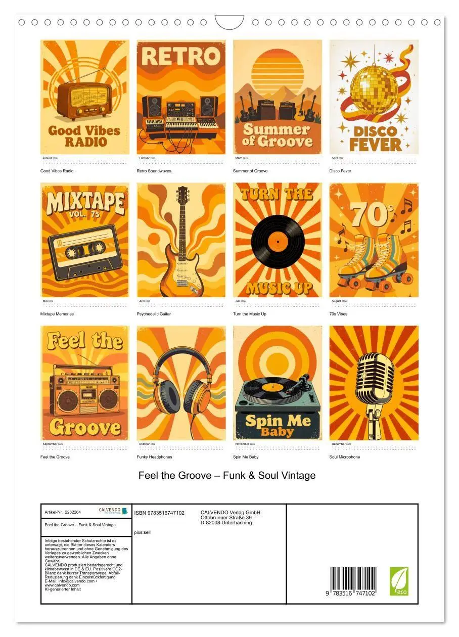 Bild: 9783516747102 | Feel the Groove - Funk &amp; Soul Vintage (Wandkalender 2026 DIN A3...