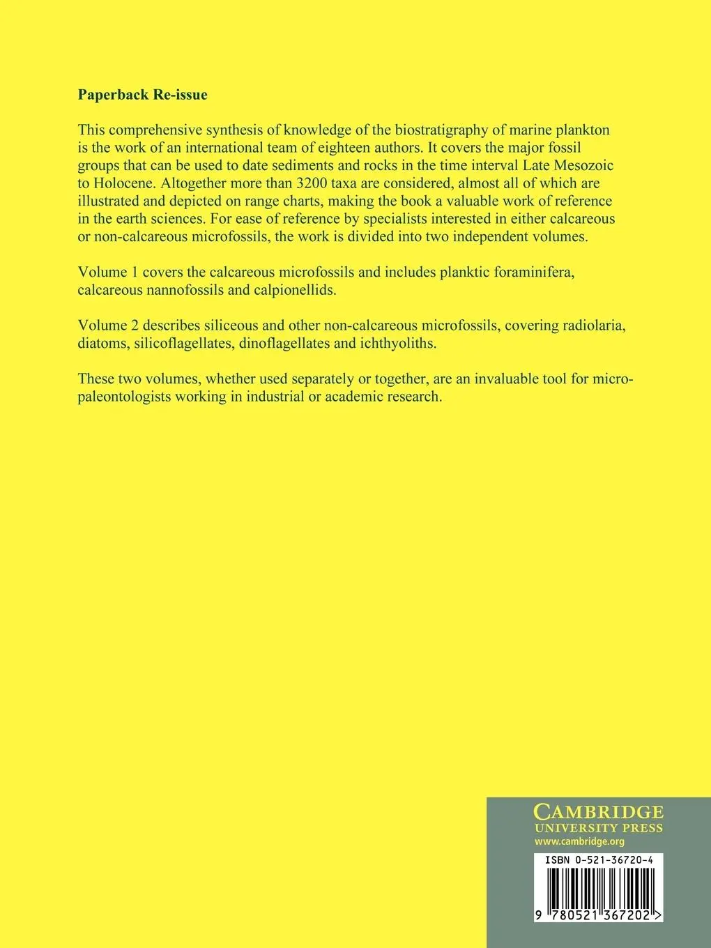 Rückseite: 9780521367202 | Plankton Stratigraphy | Hans M. Bolli (u. a.) | Taschenbuch | Englisch