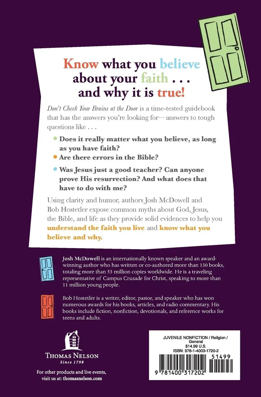 Rückseite: 9781400317202 | Don't Check Your Brains at the Door | Josh Mcdowell (u. a.) | Buch