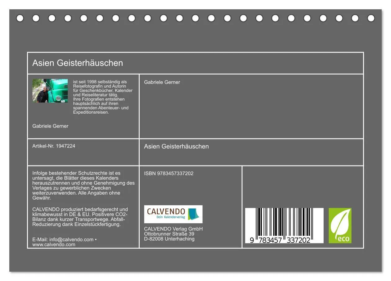 Bild: 9783457337202 | Asien Geisterhäuschen (Tischkalender 2026 DIN A5 quer), CALVENDO...