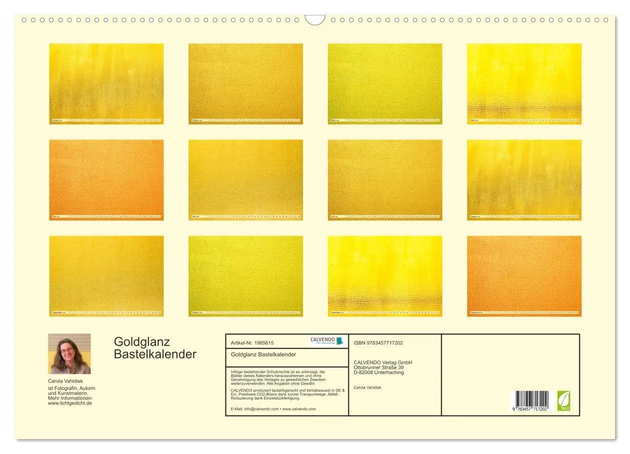 Bild: 9783457717202 | Goldglanz Bastelkalender (Wandkalender 2026 DIN A2 quer), CALVENDO...