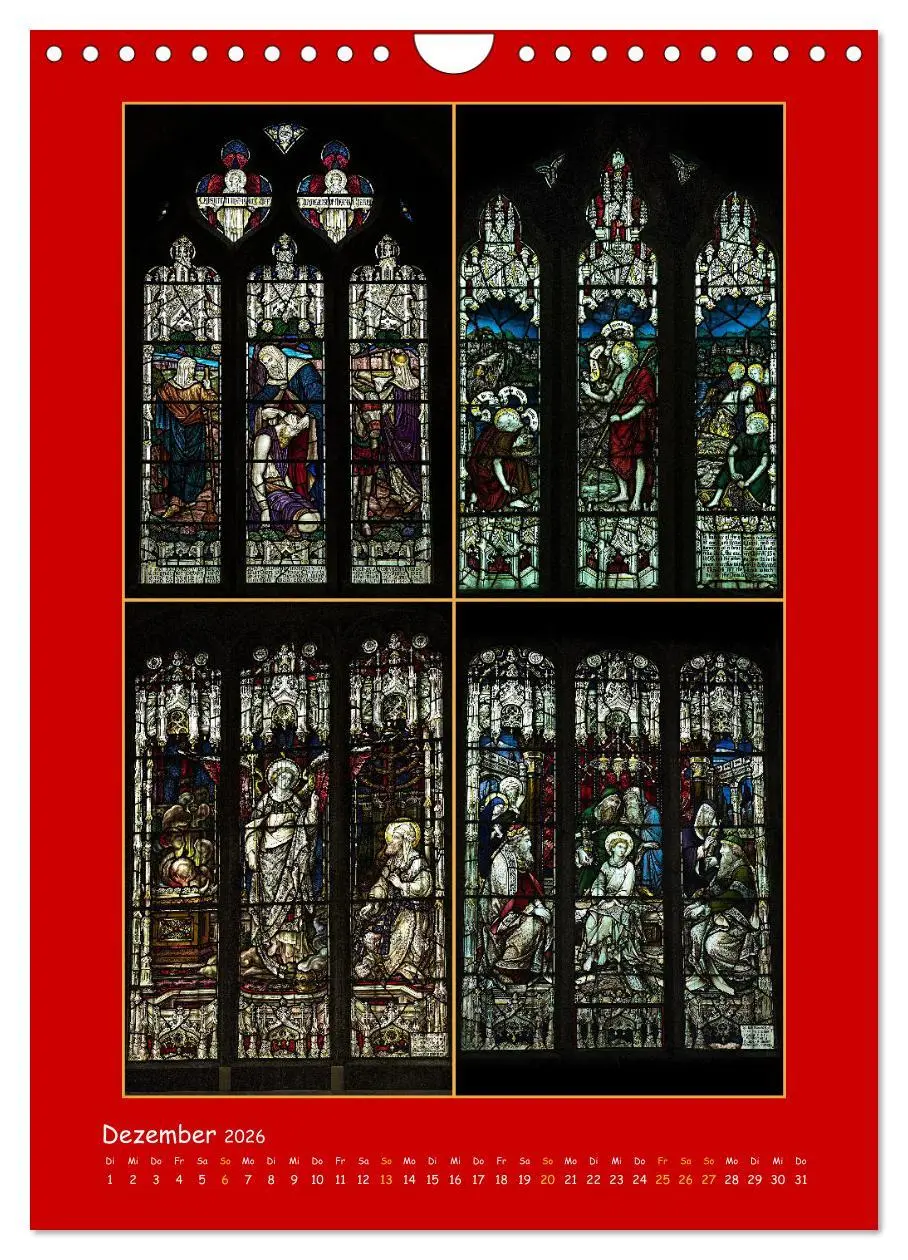 Bild: 9783516287202 | Glasmalerei englischer Kirchen (Wandkalender 2026 DIN A4 hoch),...