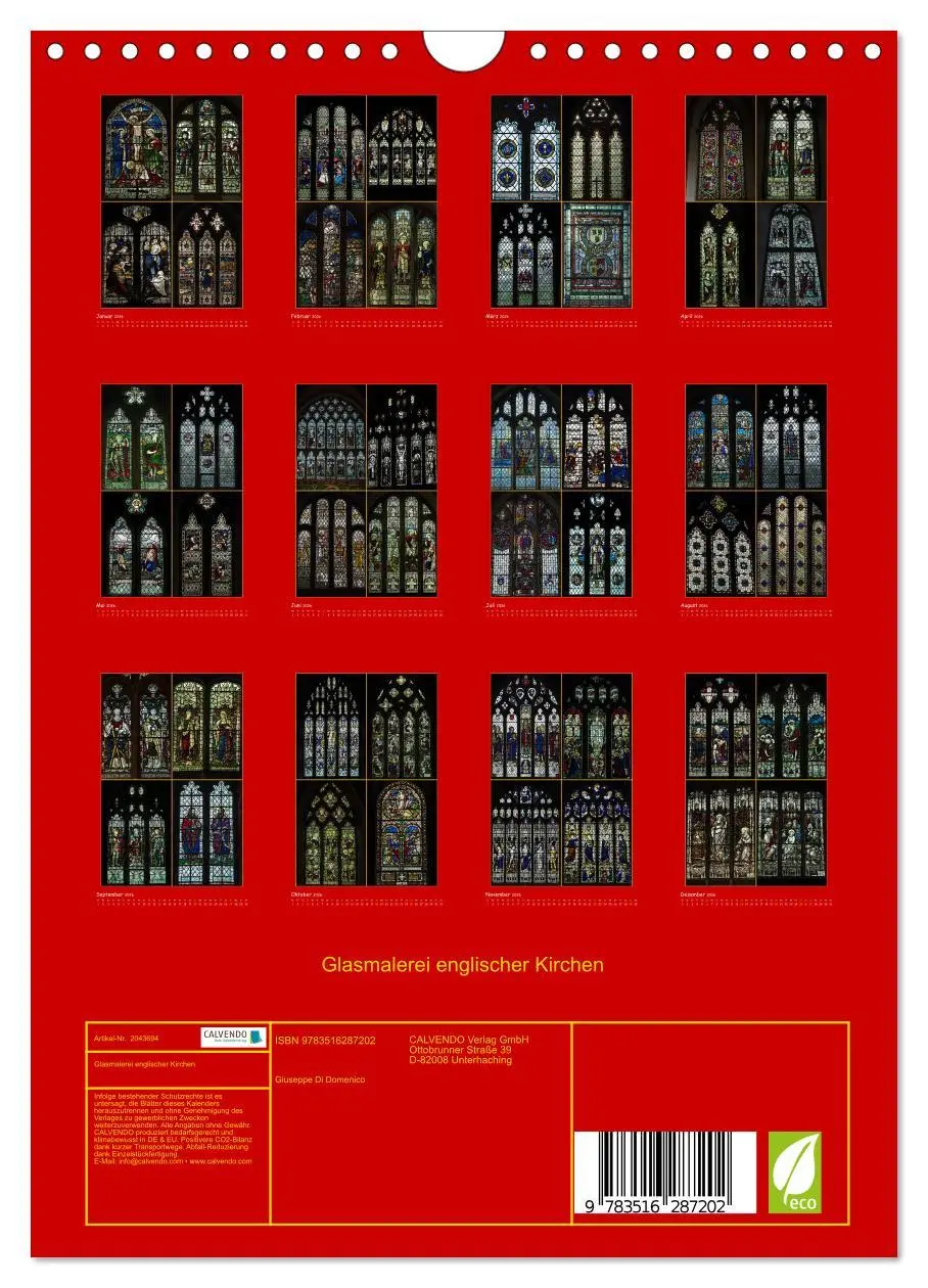 Bild: 9783516287202 | Glasmalerei englischer Kirchen (Wandkalender 2026 DIN A4 hoch),...