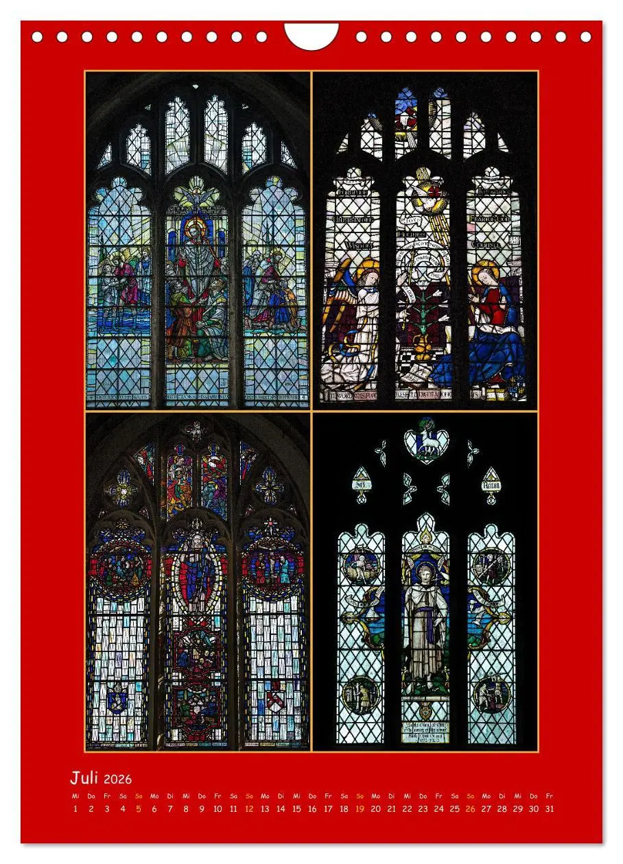 Bild: 9783516287202 | Glasmalerei englischer Kirchen (Wandkalender 2026 DIN A4 hoch),...