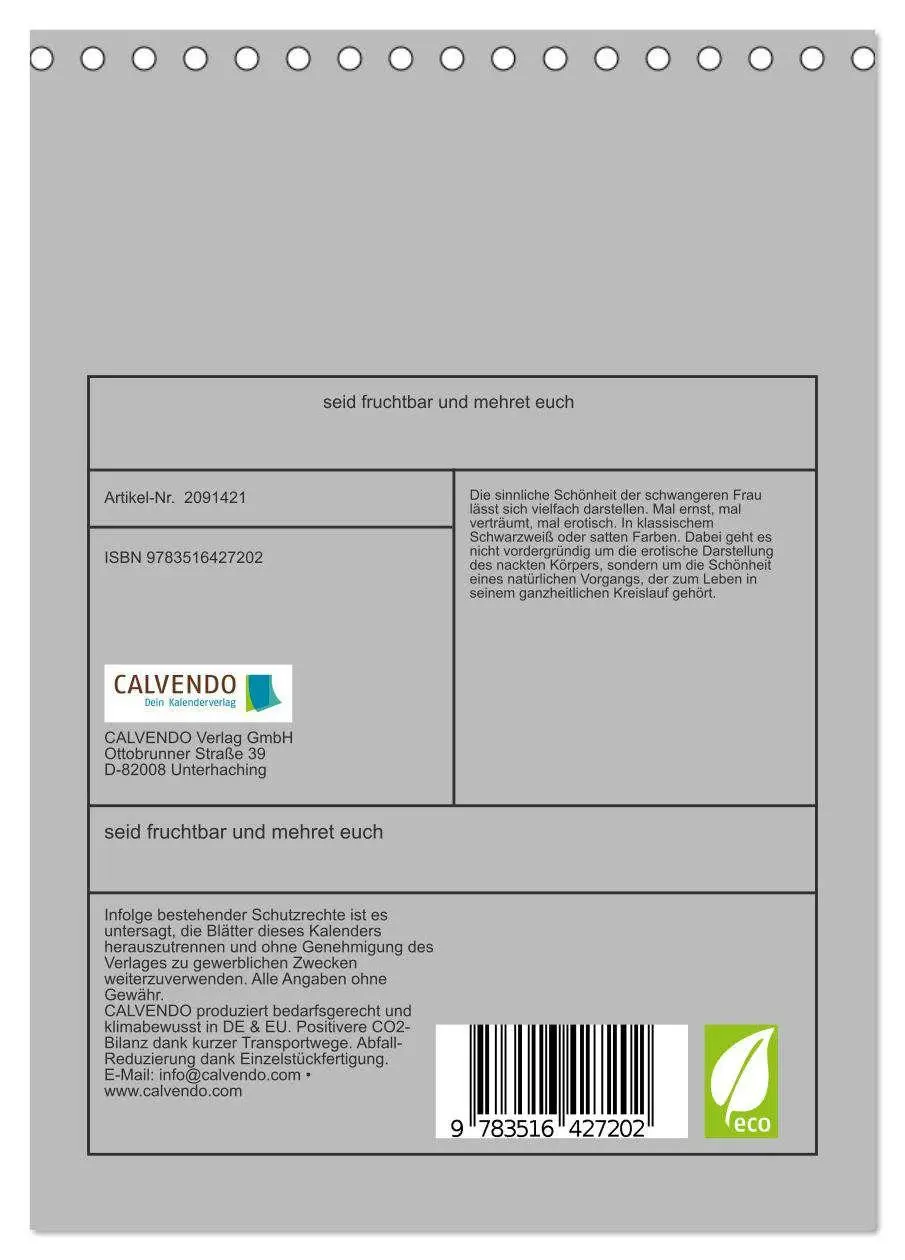 Bild: 9783516427202 | seid fruchtbar und mehret euch (Tischkalender 2026 DIN A5 hoch),...
