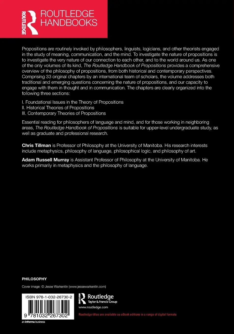 Rückseite: 9781032267302 | The Routledge Handbook of Propositions | Chris Tillman (u. a.) | Buch