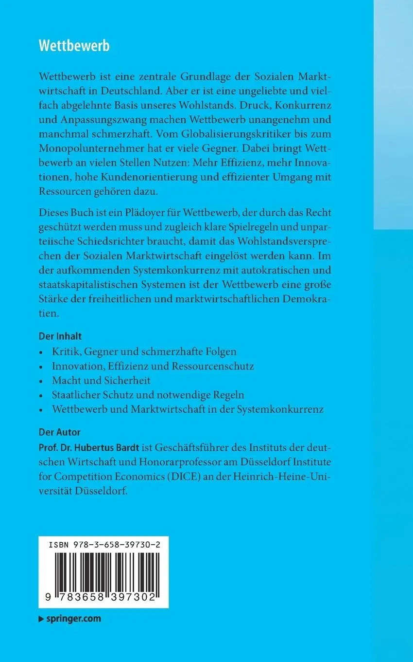 Rückseite: 9783658397302 | Wettbewerb! | Ein Plädoyer für die wettbewerbliche Marktwirtschaft