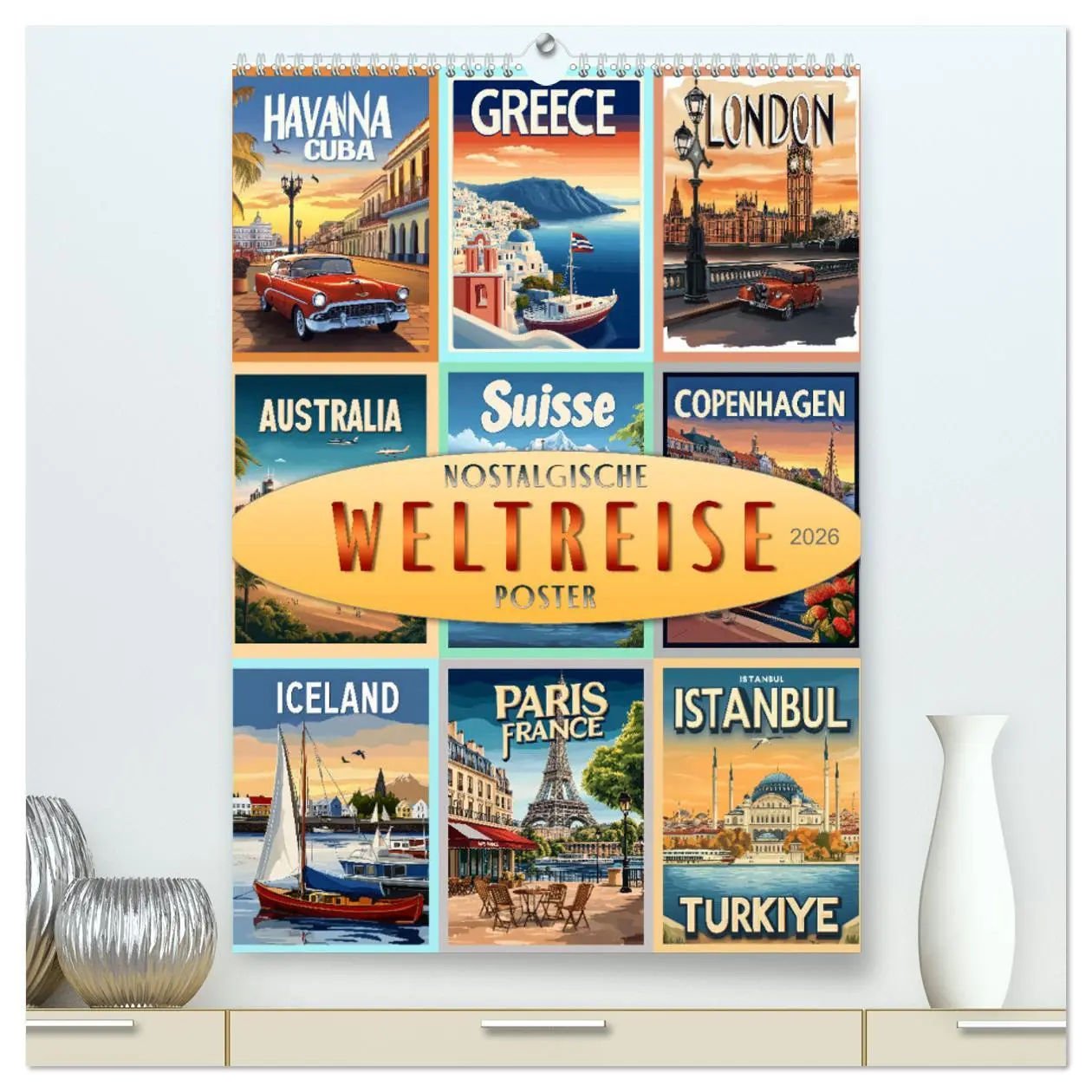 Cover: 9783457247402 | Weltreise - nostalgische Poster (hochwertiger Premium Wandkalender...