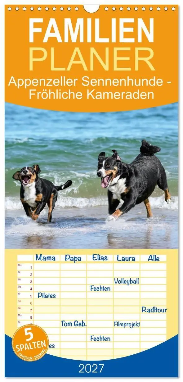 Cover: 9783594317402 | Familienplaner 2027 - Appenzeller Sennenhunde - Fröhliche Kameraden...