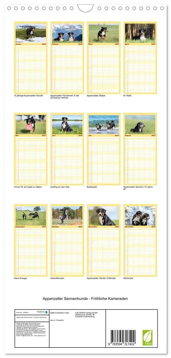 Bild: 9783594317402 | Familienplaner 2027 - Appenzeller Sennenhunde - Fröhliche Kameraden...