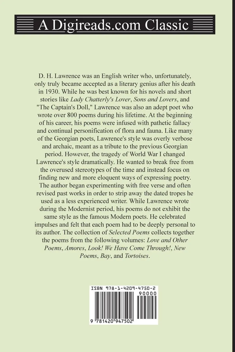 Rückseite: 9781420947502 | The Collected Poetry of D. H. Lawrence | D. H. Lawrence | Taschenbuch