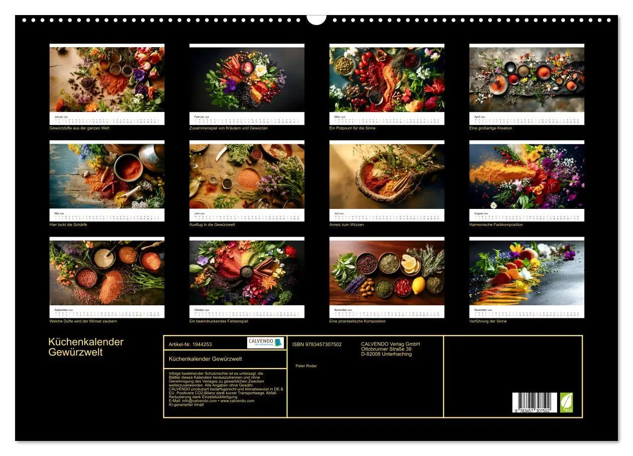 Bild: 9783457307502 | Küchenkalender Gewürzwelt (Wandkalender 2026 DIN A2 quer), CALVENDO...