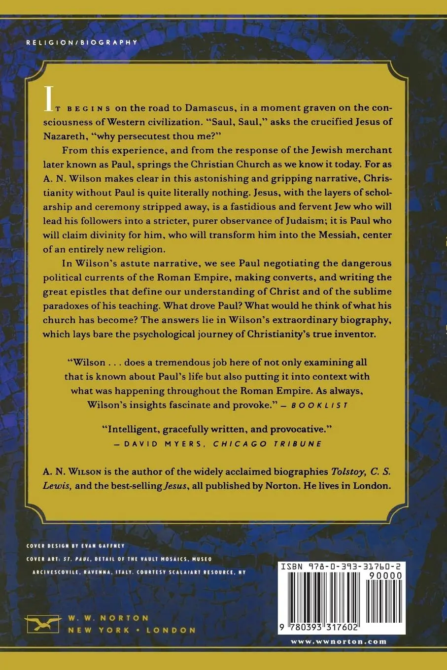 Rückseite: 9780393317602 | Paul | The Mind of the Apostle | A. N. Wilson | Taschenbuch | Englisch