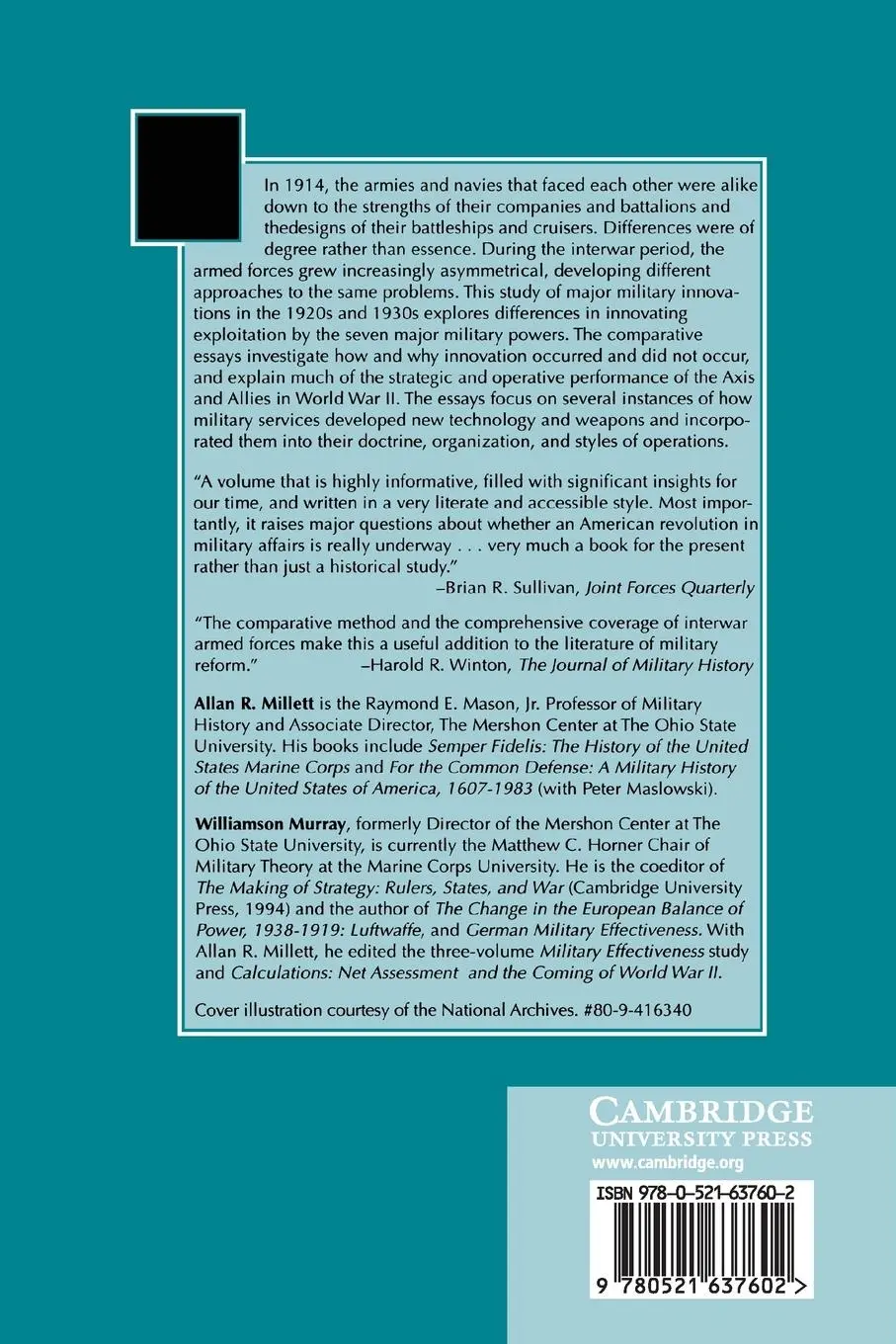 Rückseite: 9780521637602 | Military Innovation in the Interwar Period | Murray (u. a.) | Buch