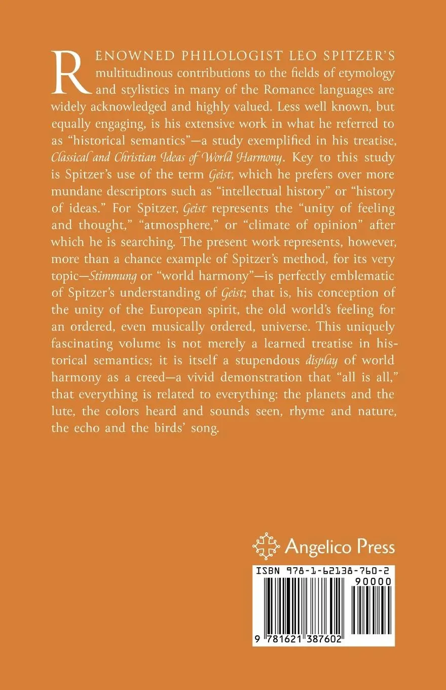 Rückseite: 9781621387602 | Classical and Christian Ideas of World Harmony | Leo Spitzer | Buch