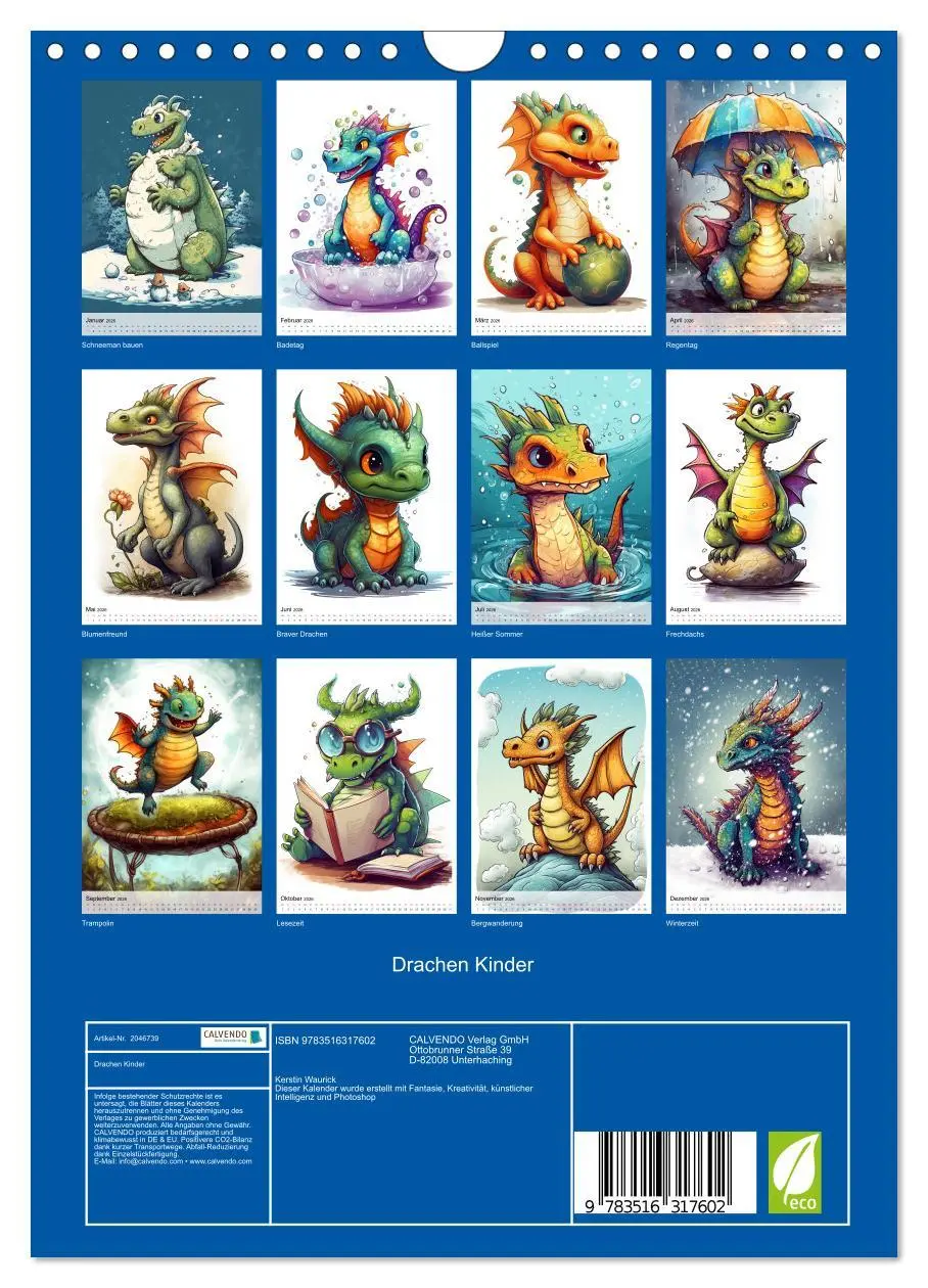 Bild: 9783516317602 | Drachen Kinder (Wandkalender 2026 DIN A4 hoch), CALVENDO...