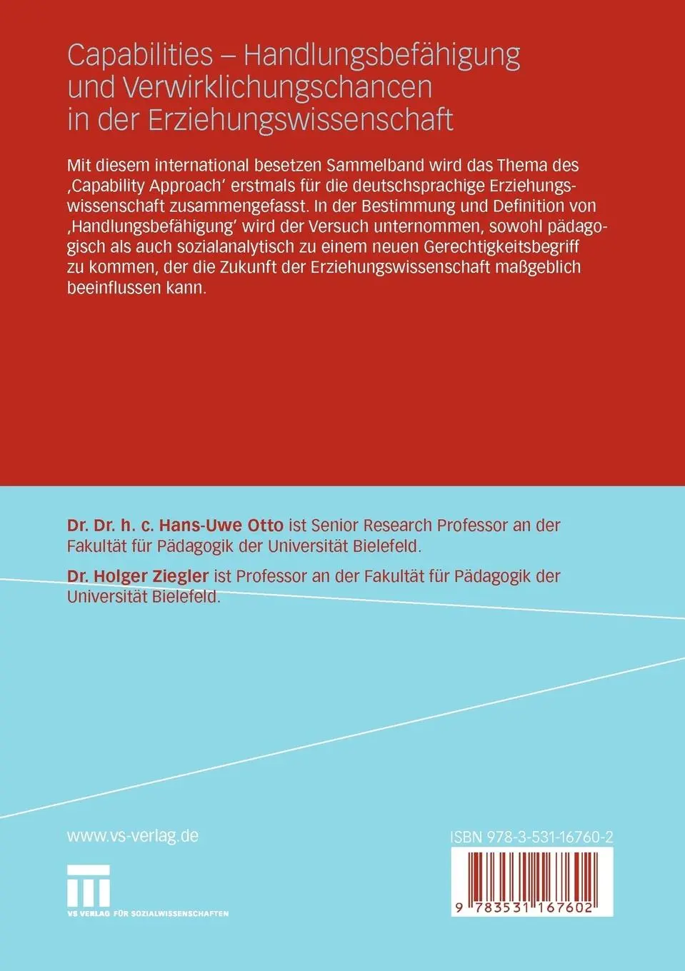Rückseite: 9783531167602 | Capabilities - Handlungsbefähigung und Verwirklichungschancen in...