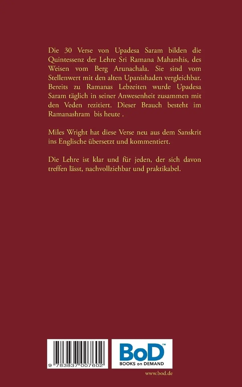 Rückseite: 9783837007602 | Die Quintessenz der spirituellen Unterweisung (Upadesa Saram) | Buch