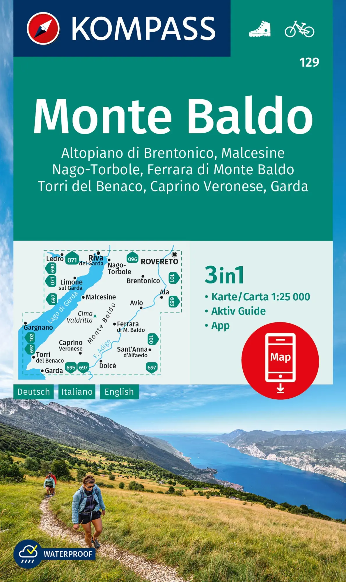 Cover: 9783991217602 | KOMPASS Wanderkarte 129 Monte Baldo, Malcesine, Nago-Torbole, Garda...
