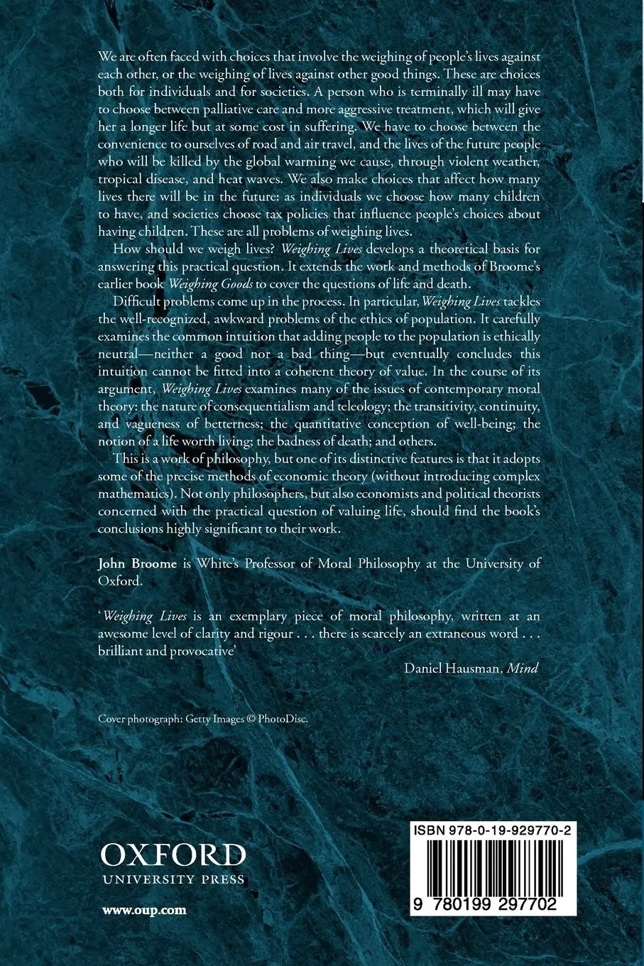 Rückseite: 9780199297702 | Weighing Lives | John Broome | Taschenbuch | Englisch | 2006