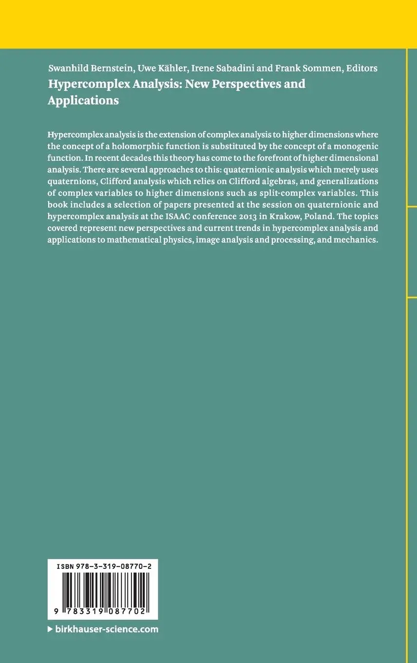 Rückseite: 9783319087702 | Hypercomplex Analysis: New Perspectives and Applications | Buch | vii