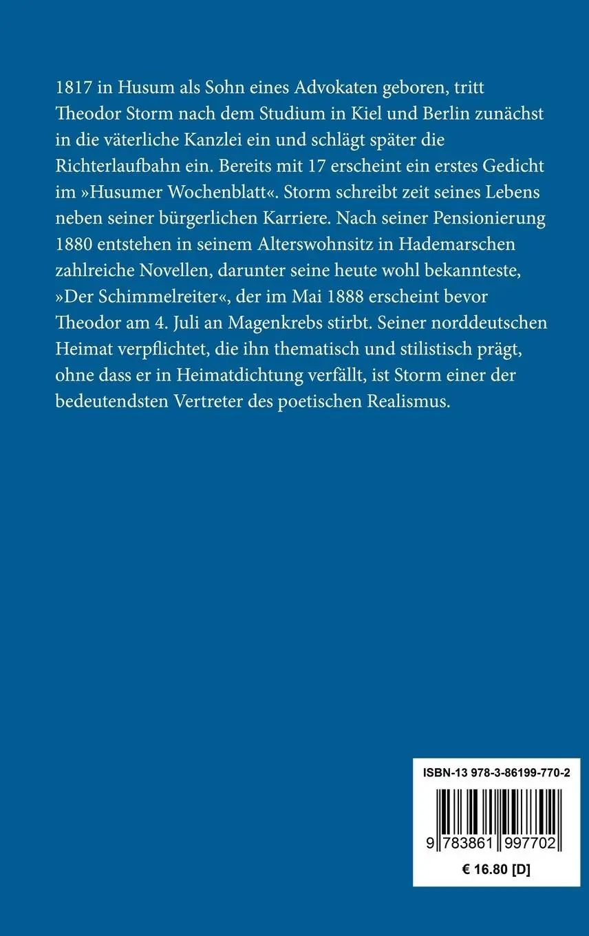 Rückseite: 9783861997702 | Gedichte | (Ausgabe 1885) | Theodor Storm | Buch | 124 S. | Deutsch