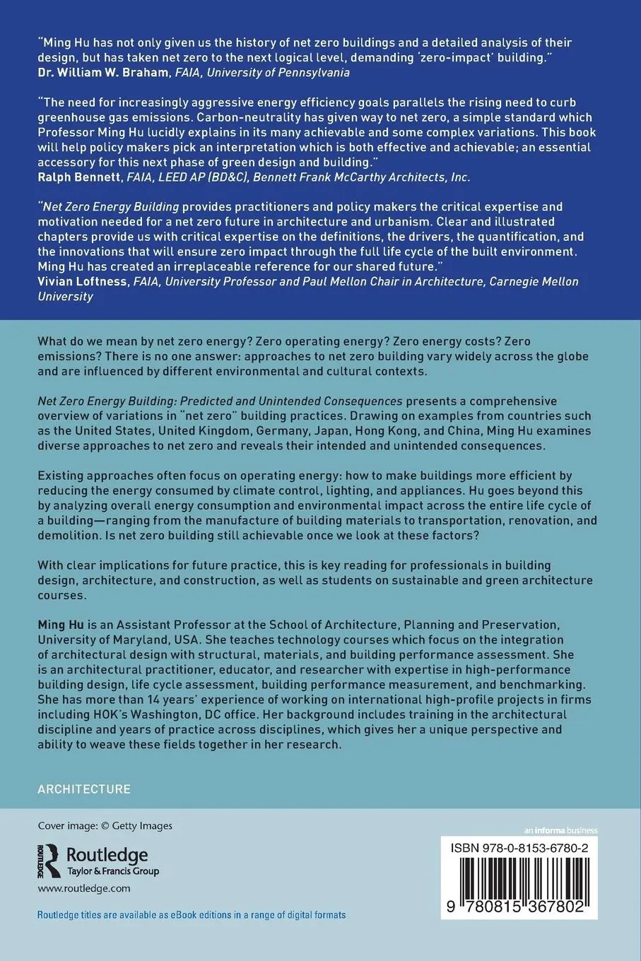 Rückseite: 9780815367802 | Net Zero Energy Building | Predicted and Unintended Consequences | Hu