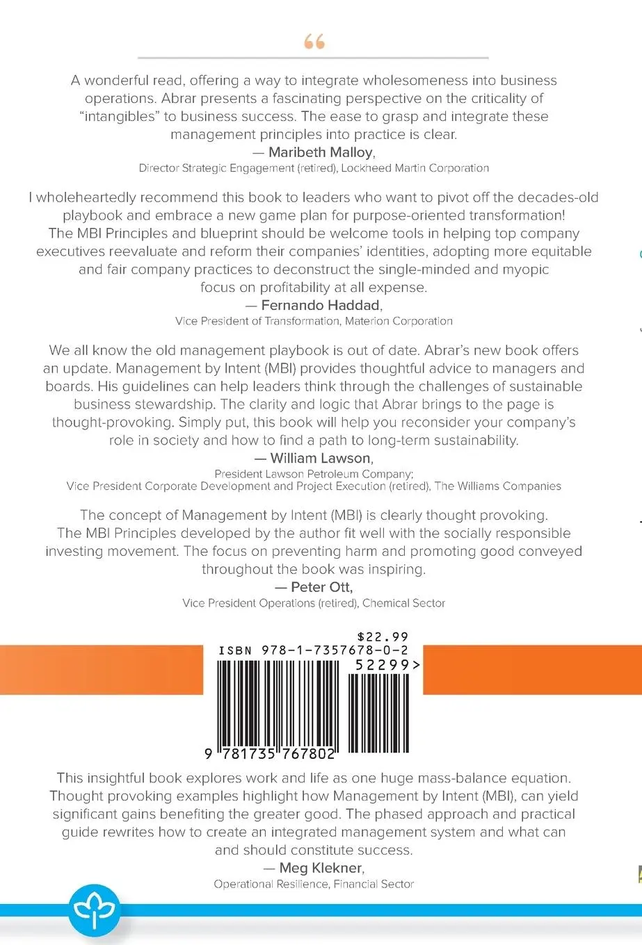 Rückseite: 9781735767802 | Management by INTENT | The Five Principles | Abrar Ansari | Buch
