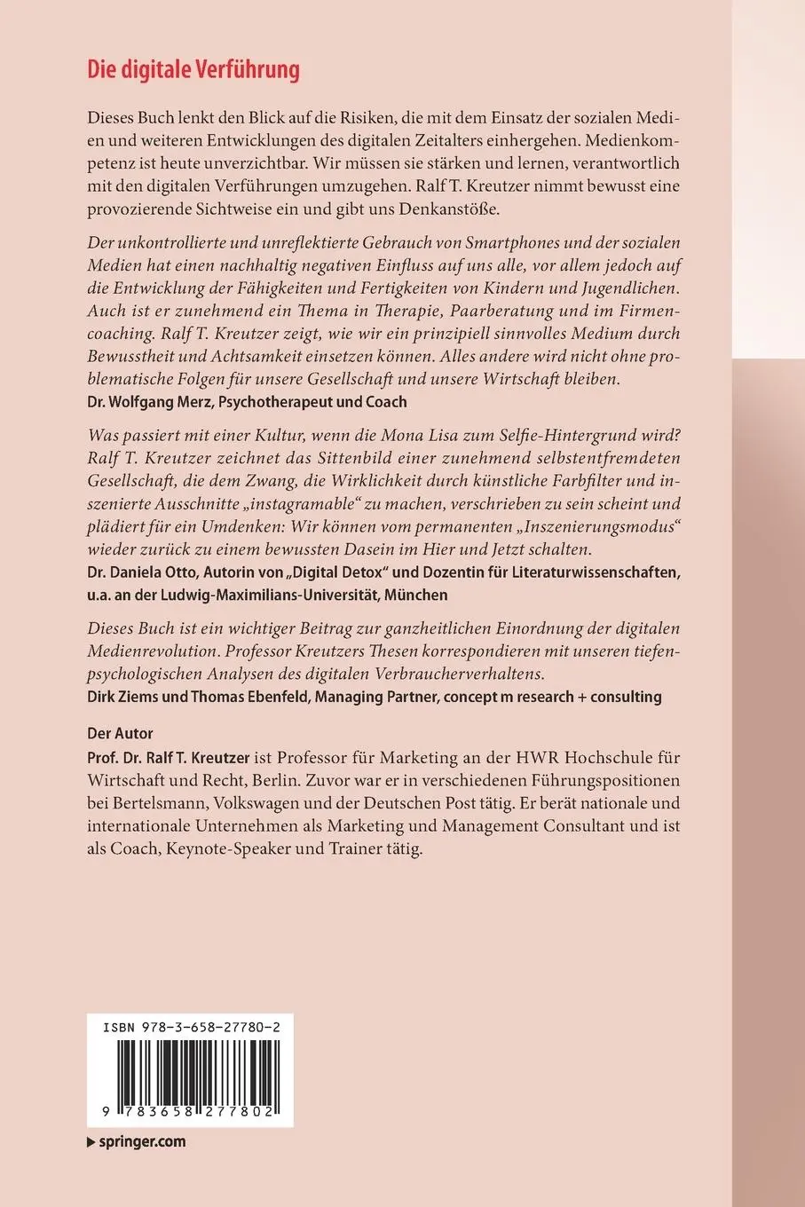 Rückseite: 9783658277802 | Die digitale Verführung | Ralf T. Kreutzer | Taschenbuch | xi | 2020