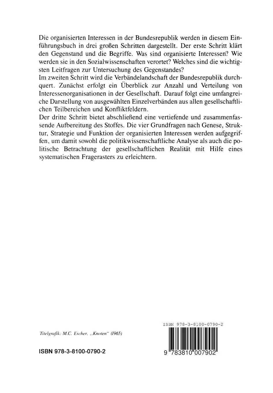Rückseite: 9783810007902 | Organisierte Interessen in der Bundesrepublik Deutschland | Alemann