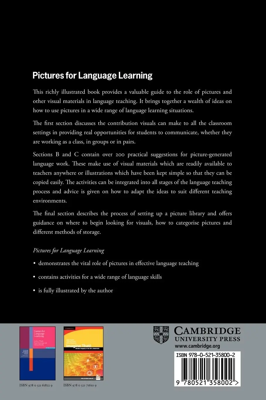 Rückseite: 9780521358002 | Pictures for Language Learning | Andrew Wright | Taschenbuch | 1989