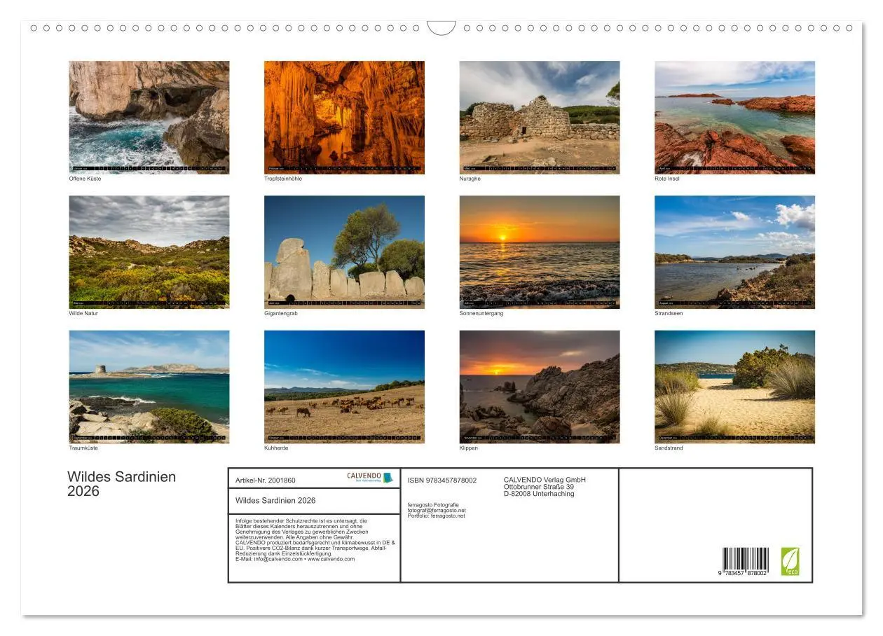 Bild: 9783457878002 | Wildes Sardinien 2026 (Wandkalender 2026 DIN A2 quer), CALVENDO...