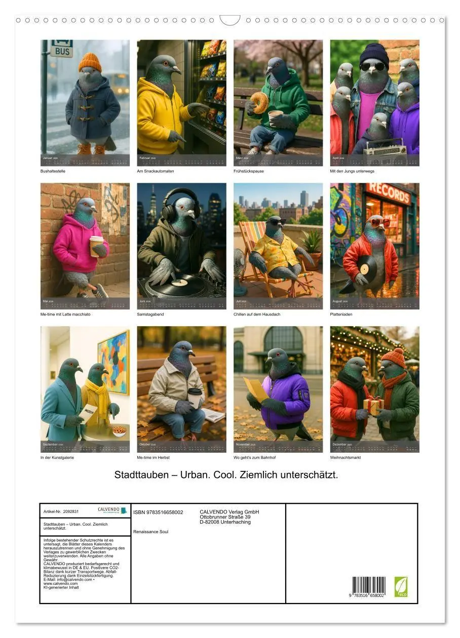 Bild: 9783516658002 | Stadttauben - Urban. Cool. Ziemlich unterschätzt. (Wandkalender...